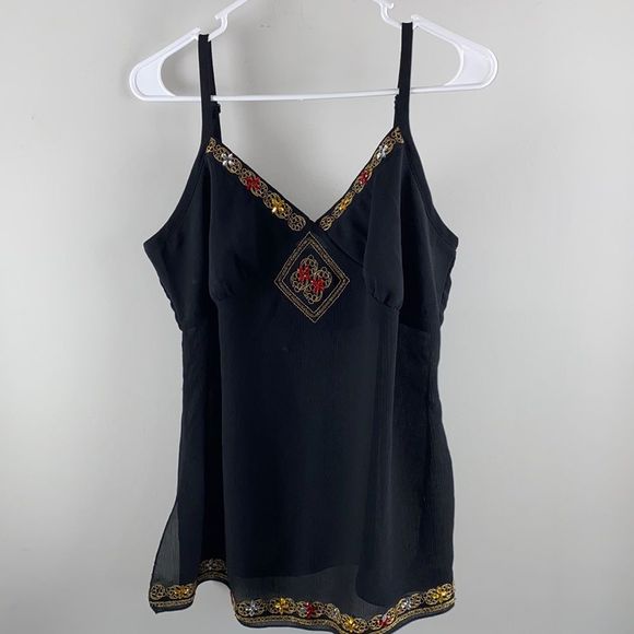 Laura Ashley Tops - Ashley Stewart spaghetti strap tank top jeweled bedazzled